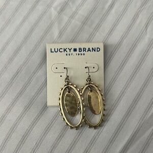 Lucky Brand Gold Hammered Hoop Earrings